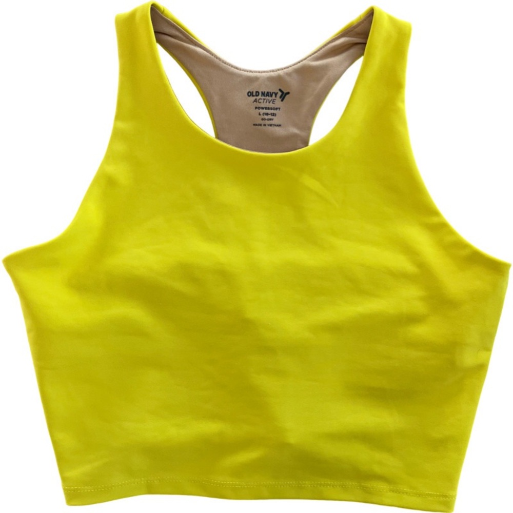 Old Navy Active Go Dry crop tank top. Neon yellow. L 10-12.